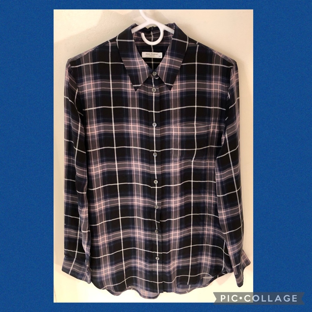 Equipment Reese 100% Silk Plaid Button Front Shirt